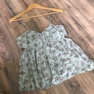 Soft Green camisole w/ floral print american eagle